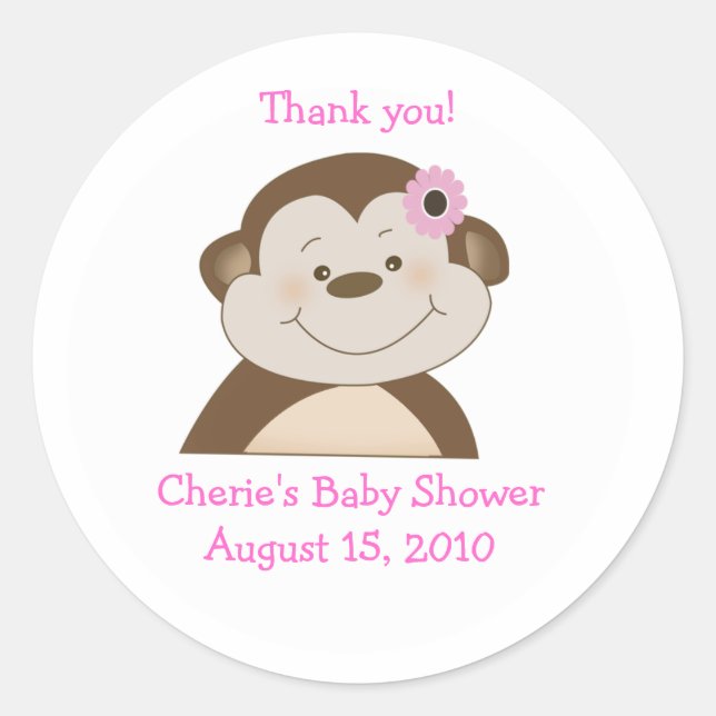 Sticker Faveur Customisé Bambino Singe Rose (Devant)