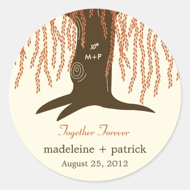 Sticker Faveur Mariage de automne Willow Tree (Devant)