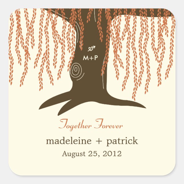 Sticker Faveur Mariage de automne Willow Tree (Devant)