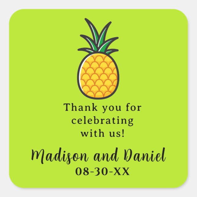 Sticker Faveur Tropicale Mariage d'ananas (Devant)