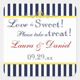 Sticker favori de marine, blanc, jaune, rouge rayé