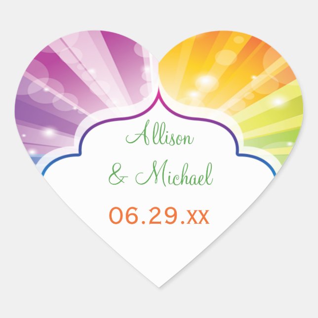 Sticker favori pour mariage avec Sunburst rayé arc (Devant)