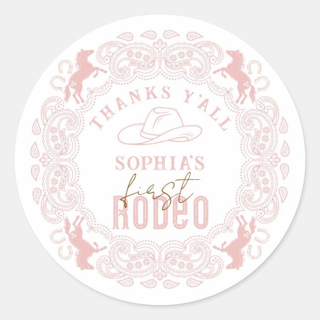 Sticker favori pour premier rodéo rose - Cowgirl (Devant)