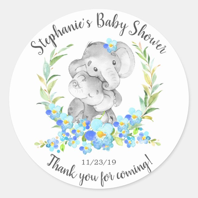 Sticker Favour pour maman & bébé Eléphant Douche F (Devant)