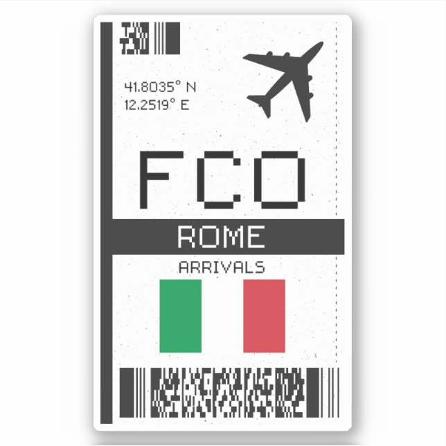 Sticker FCO Rome Boarding Pass - Italie Travel (Devant)