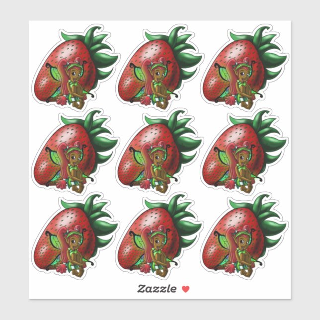 Sticker Fée et fraise afro-américaines (Feuille)