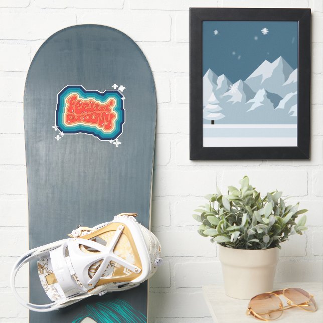 Sticker Feelin' Super - style les années 70 (Snowboard)