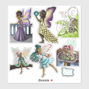 Sticker Fées africaines américaines mignonnes