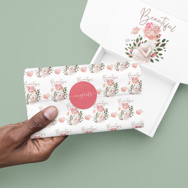 Sticker Félicitations (Congratulate someone special with these lovely pink and white congrats stickers! )