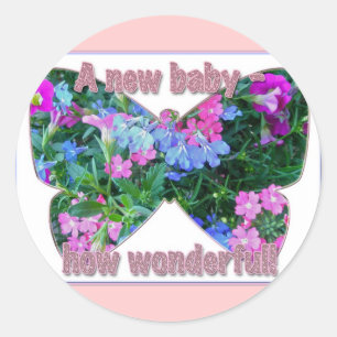 Sticker Félicitations Nouveau Bébé Fleurs mixtes
