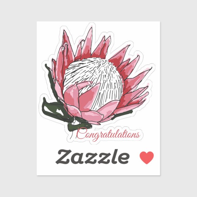 Sticker Félicitations Protea Aquarelle I (Feuille)