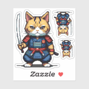 Sticker Feline Samurai Warrior