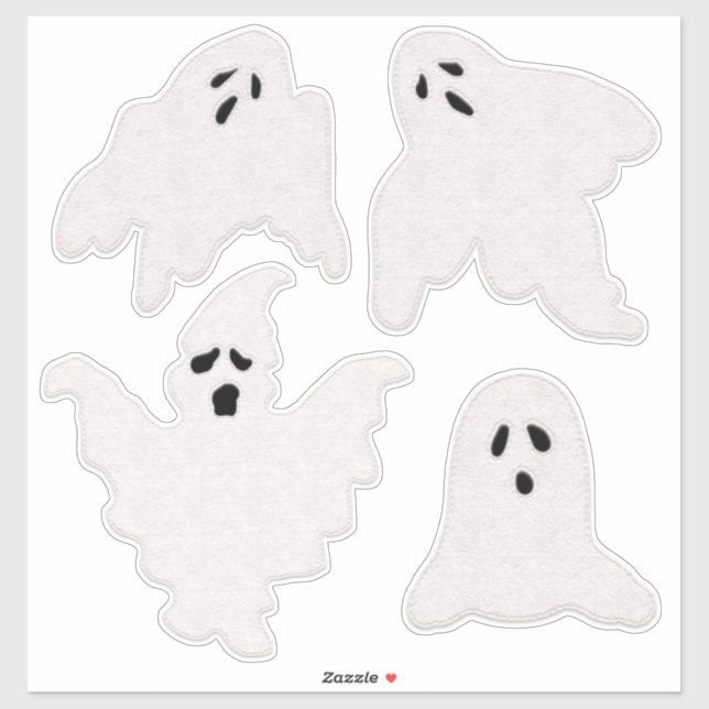 Sticker Felt Look Fantômes Avec Un Trait Halloween (Feuille)