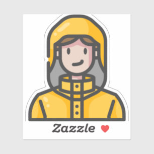 Sticker femme en imperméable