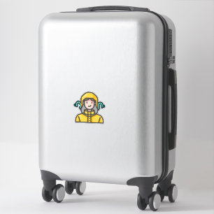 Sticker femme en imperméable