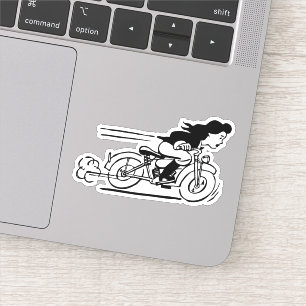 Sticker Femme équitation Moto Moto Moker Chick Art