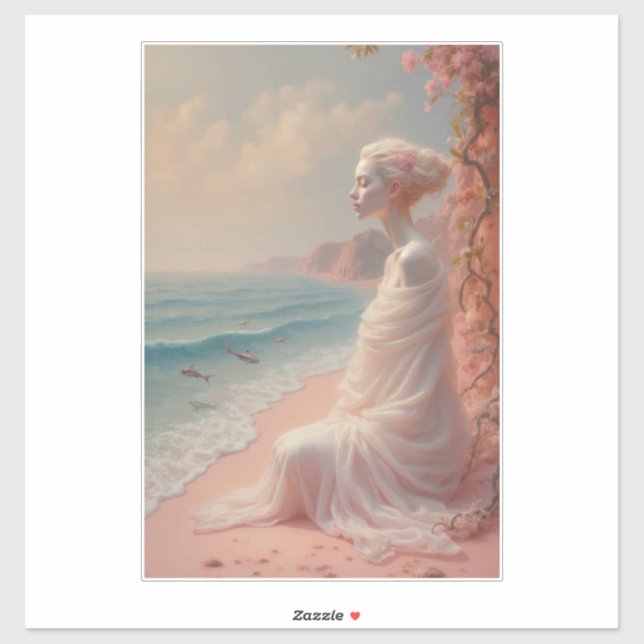 Sticker Femme éthérée sur Dreamy Beach (Feuille)