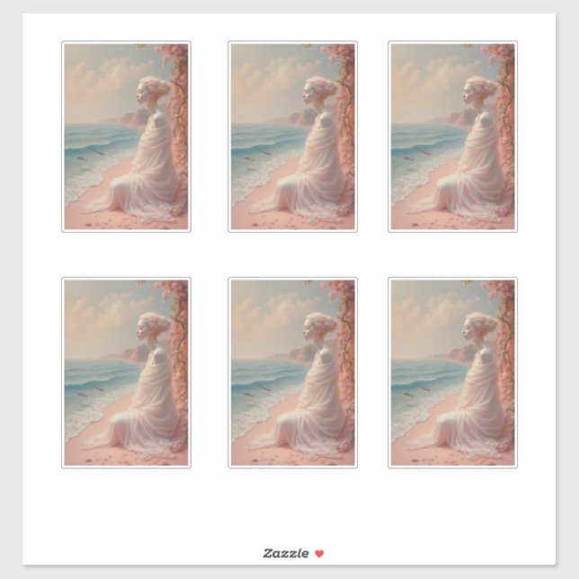 Sticker Femme éthérée sur Dreamy Beach (Feuille)