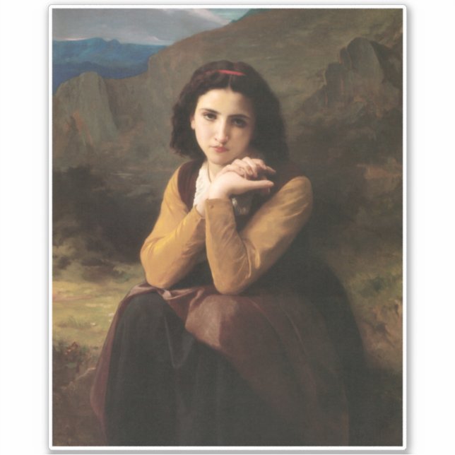 Sticker Femme Mignonne de Jeune Femme par Bouguereau (Devant)