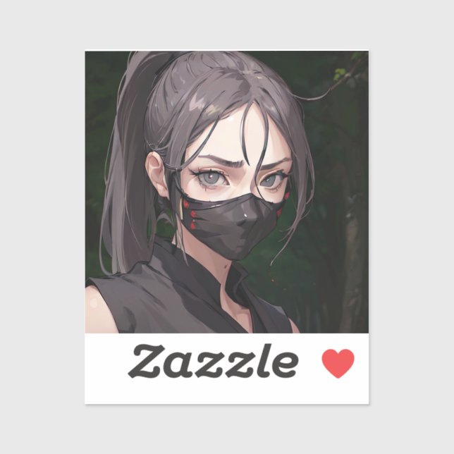 Sticker Femme Ninja au Masque (Feuille)