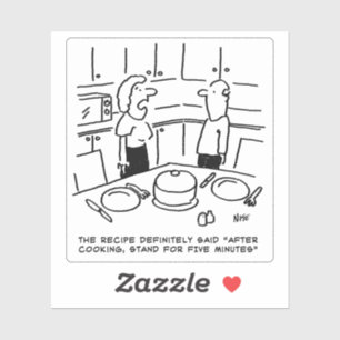 Sticker Femme Se Tenant Après La Cuisine. Drôle