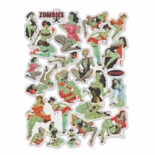 Sticker Femmes rétro Zombie