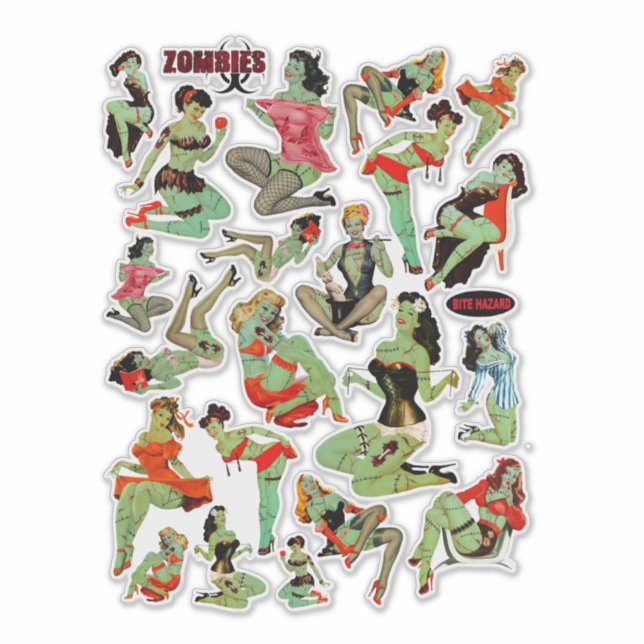 Sticker Femmes rétro Zombie (Devant)