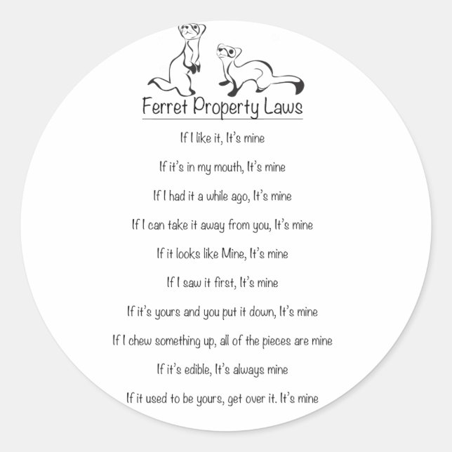 Sticker Ferret Property Laws (Devant)