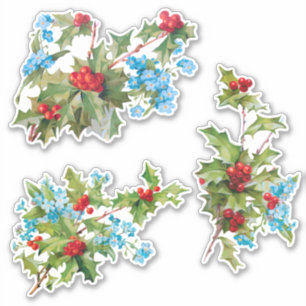 Sticker Festif coloré Holly et Oubliez-moi non