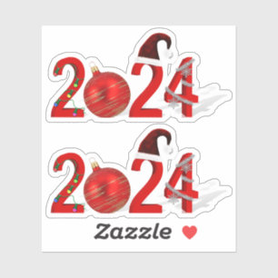 Sticker Festive 2024 Red Joyeux Noël Nouvel An