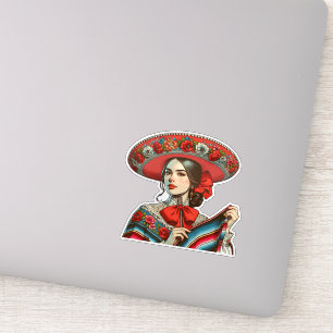 Sticker Festive Fiesta Mujer Mariachi