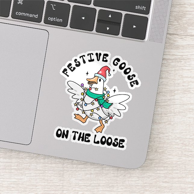 Sticker  Festive Goose on the Loose Cute Christmas (Détail)