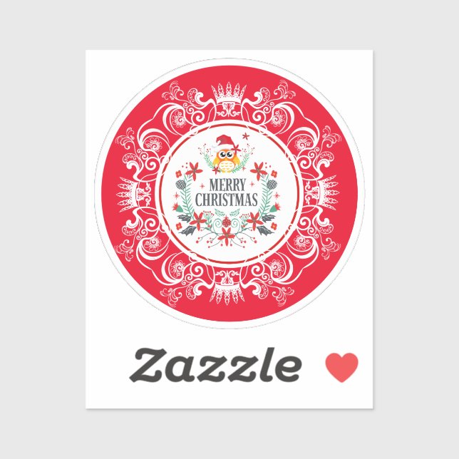 Sticker Festive Joyeux Noël Wreath & White Crown Frame (Feuille)