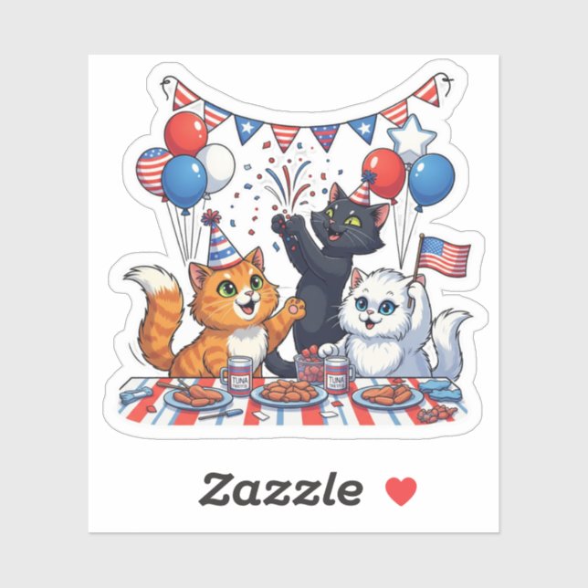 Sticker Festive Paw-ty - Patriotic Cat Party (Feuille)