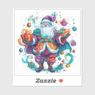 Sticker Festive Père Noël se répand Cheval en déc