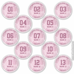 Sticker fête d'anniversaire de football féminin rose pouss