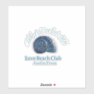 Sticker fête de fiançailles club de plage nom coquillage m