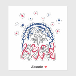Sticker Fête de l'Indépendance Étoiles d'aigle américain