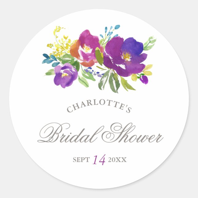 Sticker Fête des mariées florale violet romantique (Devant)