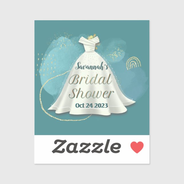 Sticker Fête des mariées Mariage Gown Deep Turquoise Gold  (Feuille)