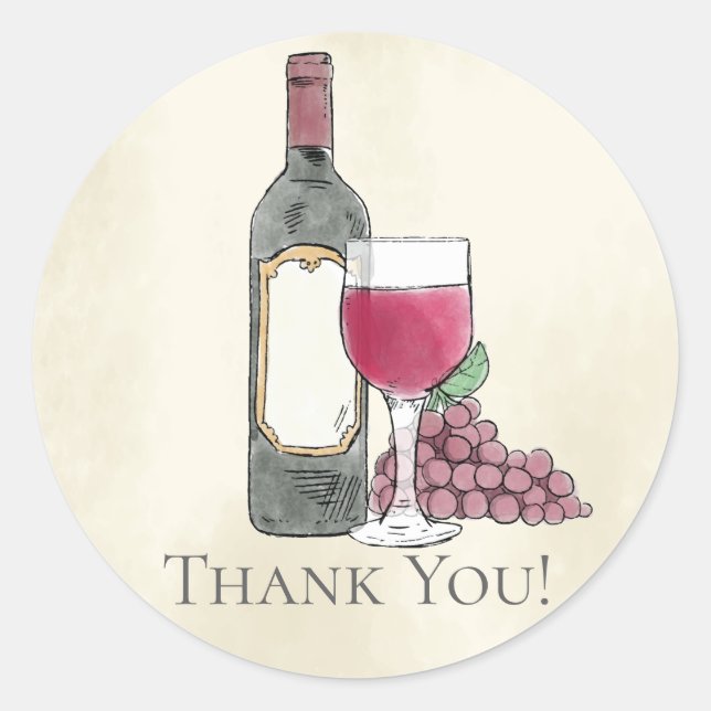 Sticker Fête des mariées vin Favoriser Merci (Devant)