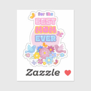 Sticker Fête des mères fleur sauvage papillon bohème aquar
