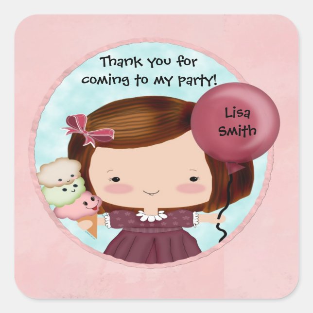 Sticker fêté fille mignonne (Devant)