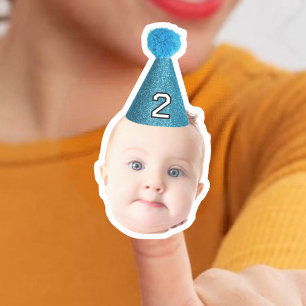 Sticker Fête photo visage bébé customisé Jalon anniversair