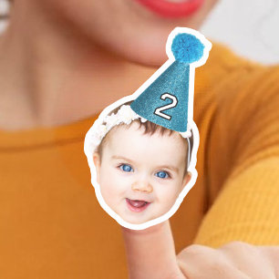 Sticker Fête photo visage bébé customisé Jalon anniversair