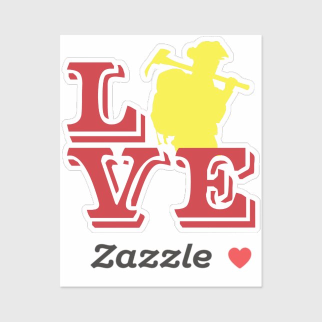 Sticker FEU AMOUR avec pompier Wildland [FL13] (Feuille)
