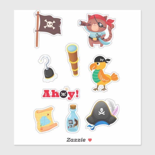 Sticker Feuille d'autocollant aventure Pirate pour enfants (Feuille)