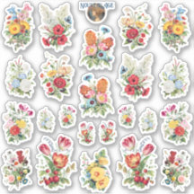 Feuille d'autocollant Bouquets de jardin symétriqu