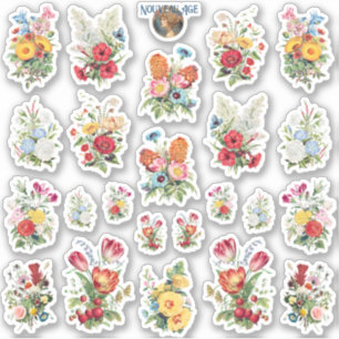 Sticker Feuille d'autocollant Bouquets de jardin symétriqu