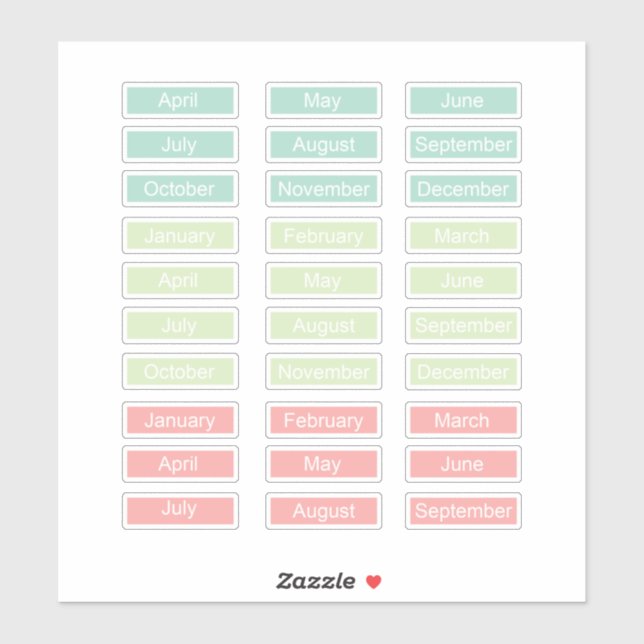 Sticker Feuille d'autocollant du planificateur Mois Pastel (Feuille)